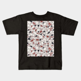 Terrazzo Pattern In Gray Terracotta Black And White Kids T-Shirt